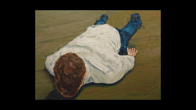 Anthony Aiuppy, "Prostrate," oil on wood, 36" x 48", 2013.