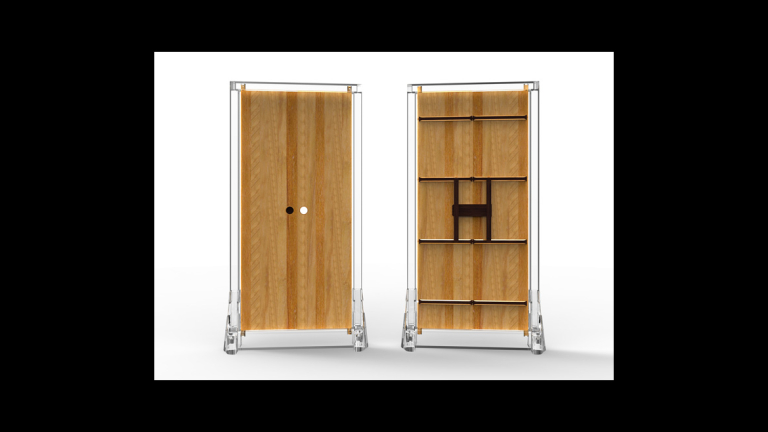 Daniel Brookman, "Yu Plank Door," reclaimed black walnut and wormy chestnut.