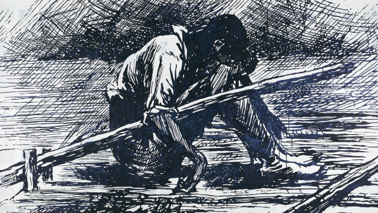 Tim Rollins and K.O.S., "Adventures of Huckleberry Finn - On the Raft (after Mark Twain)"
