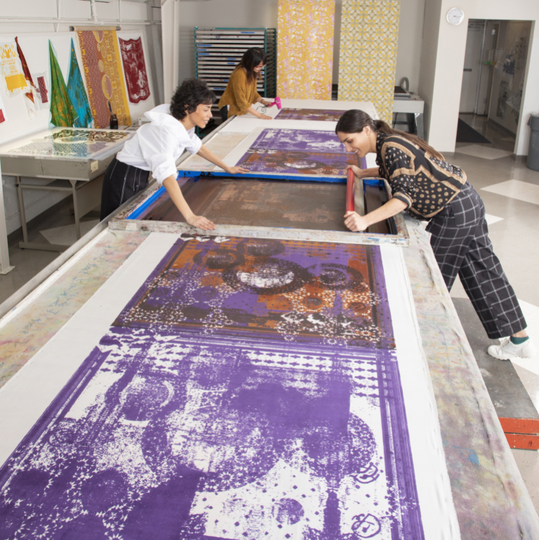 Fibers students at work in the studio