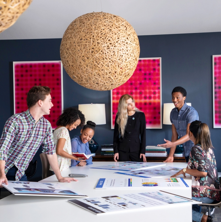 Students work in the SCADpro offices in Ruskin Hall in Savannah, Georgia