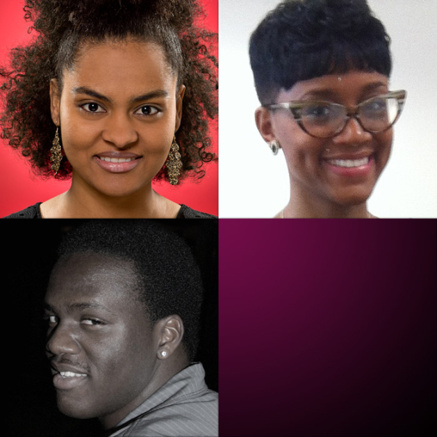 Salimi Akill (B.F.A. fashion student), Alicia Akrie (B.F.A. fashion student) and Christian Harris (M.F.A. fashion student)