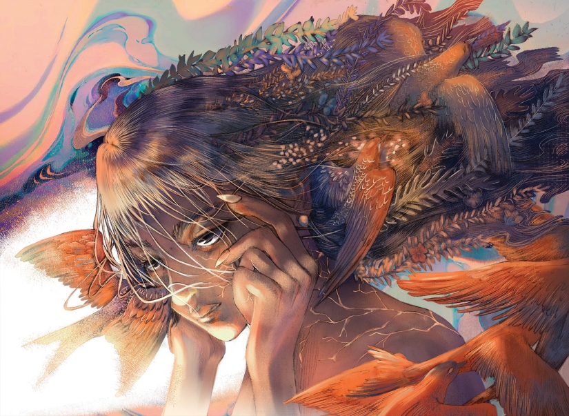 Illustration student work by Yuying He titled Self Portrait