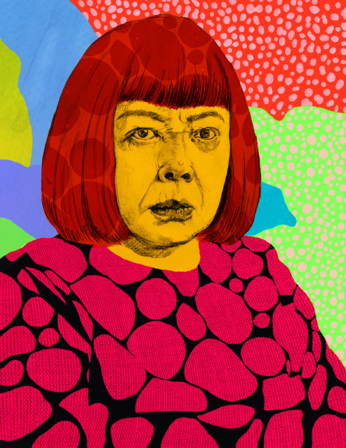 Illustration student work "Yayoi Kusama" by Kaifan Ye