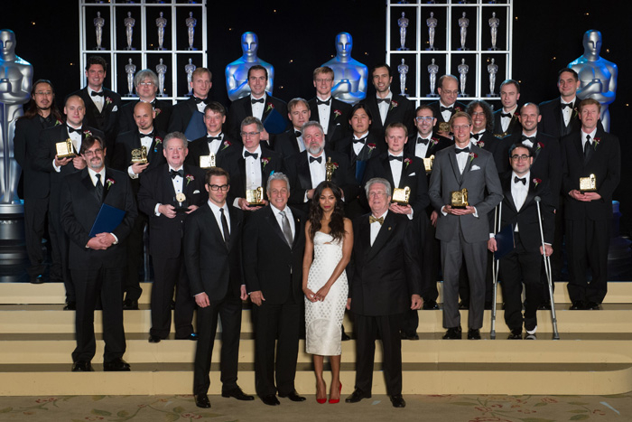 Winners of Academy of Motion Picture Arts and Sciences' Scientific and Technical Achievement Awards gather for a photo