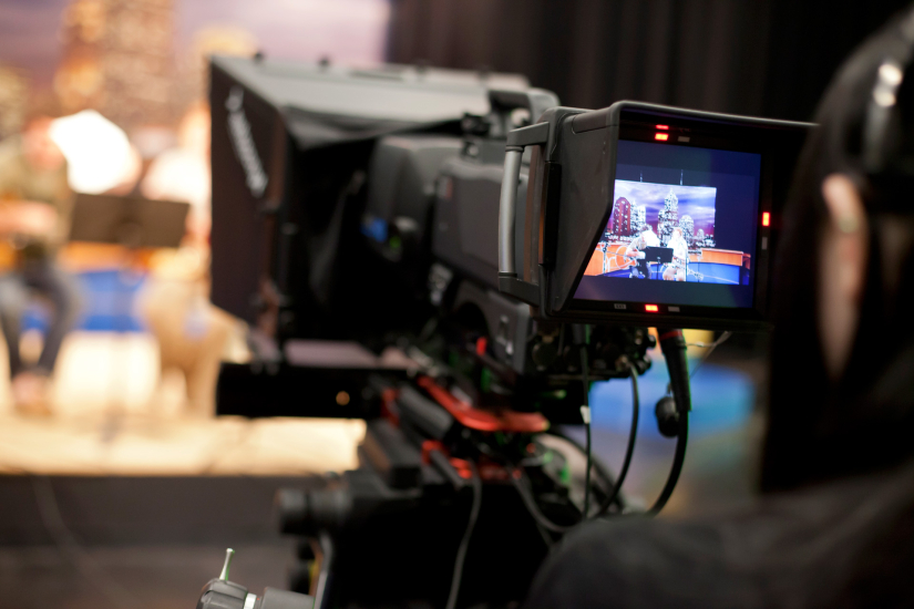 Camera captures a scene on television set