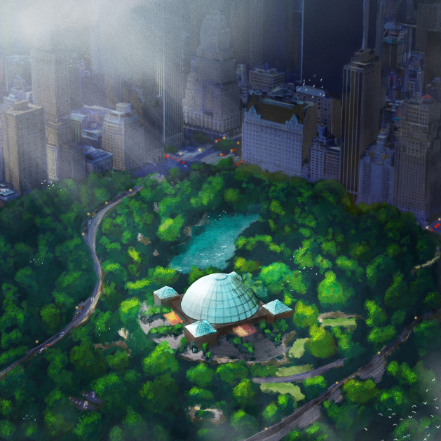 Themed entertainment design student work. Patrick Johnson aerial perspective artist. 