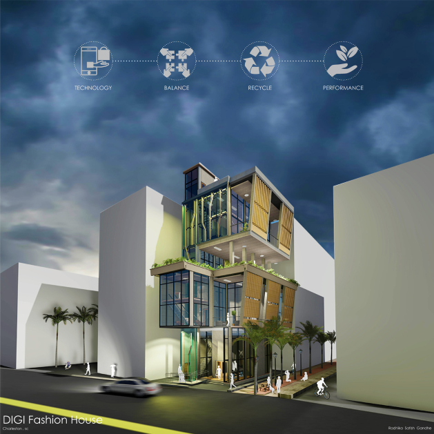 Architecture graduate Radhika Satish Gandhe's award-winning work "DIGI Fashion House"