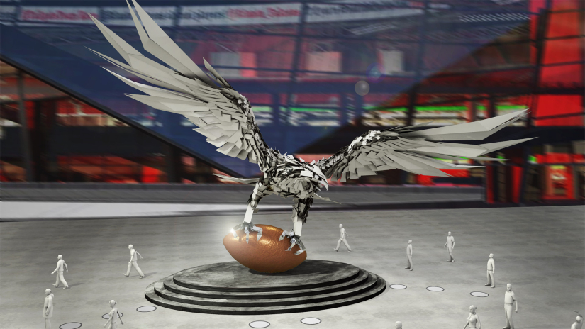 Artist model of falcon sculpture