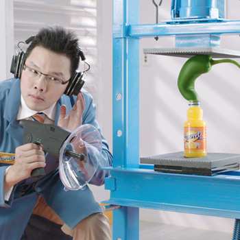Mike Goubeaux (B.F.A., video/film, 2006) created two advertising spots for Sunny D’s wacky flavor lab campaign Mike Goubeaux (B.F.A., video/film, 2006) created two advertising spots for Sunny D’s wacky flavor lab campaign.